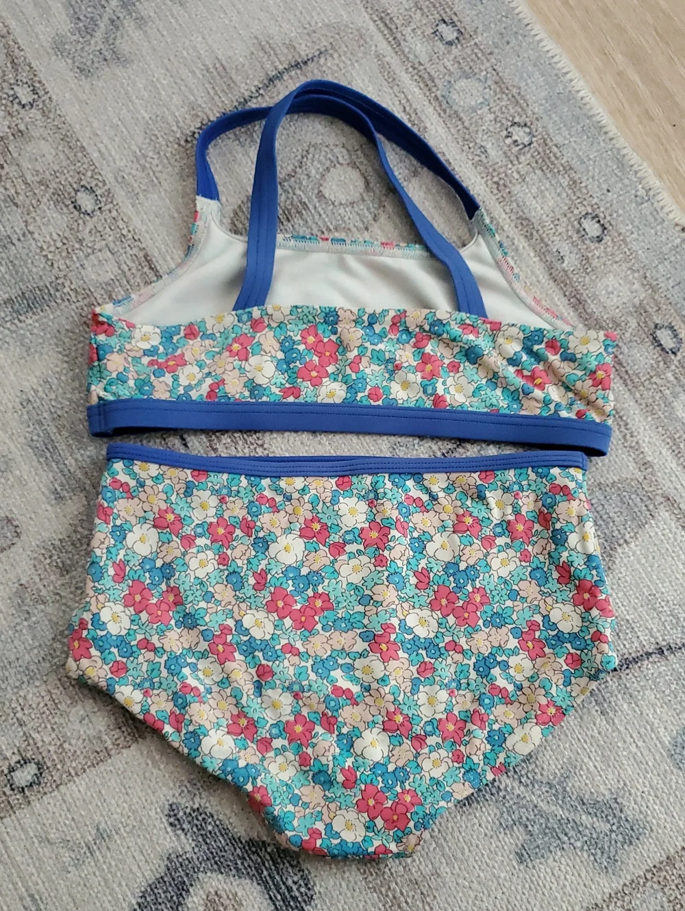 Mini Boden Girls Floral Two-Piece Cross-Back Bikini Set Swimsuit Sz9-10